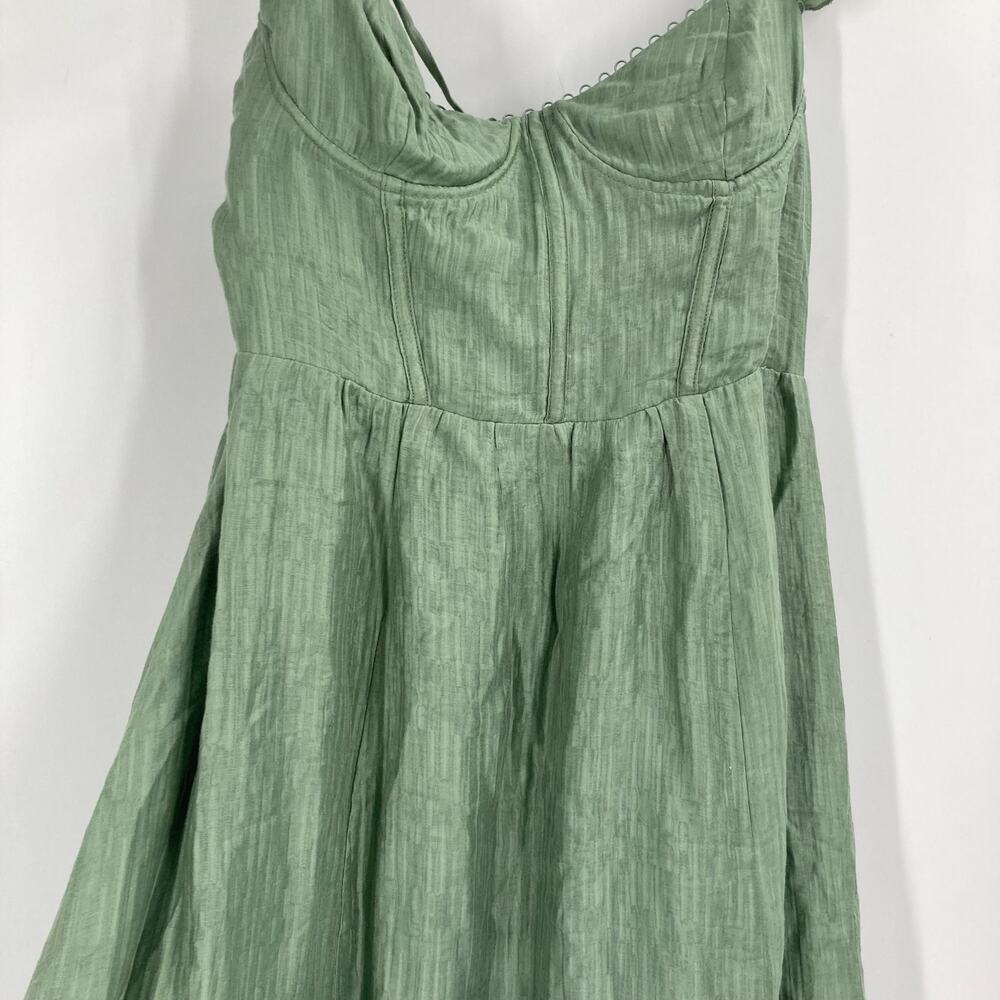 ASTR the Label Wedelia Bustier Midi Dress Sage Green Slit Milkmaid Peasant Med - Picture 6 of 13